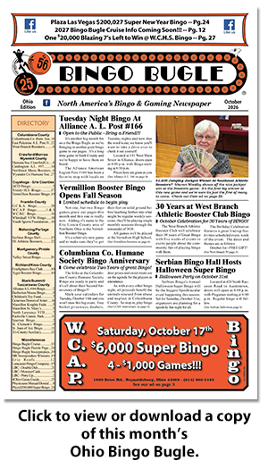 Click here to download a copy of Ohio Bingo Bugle for October 2019